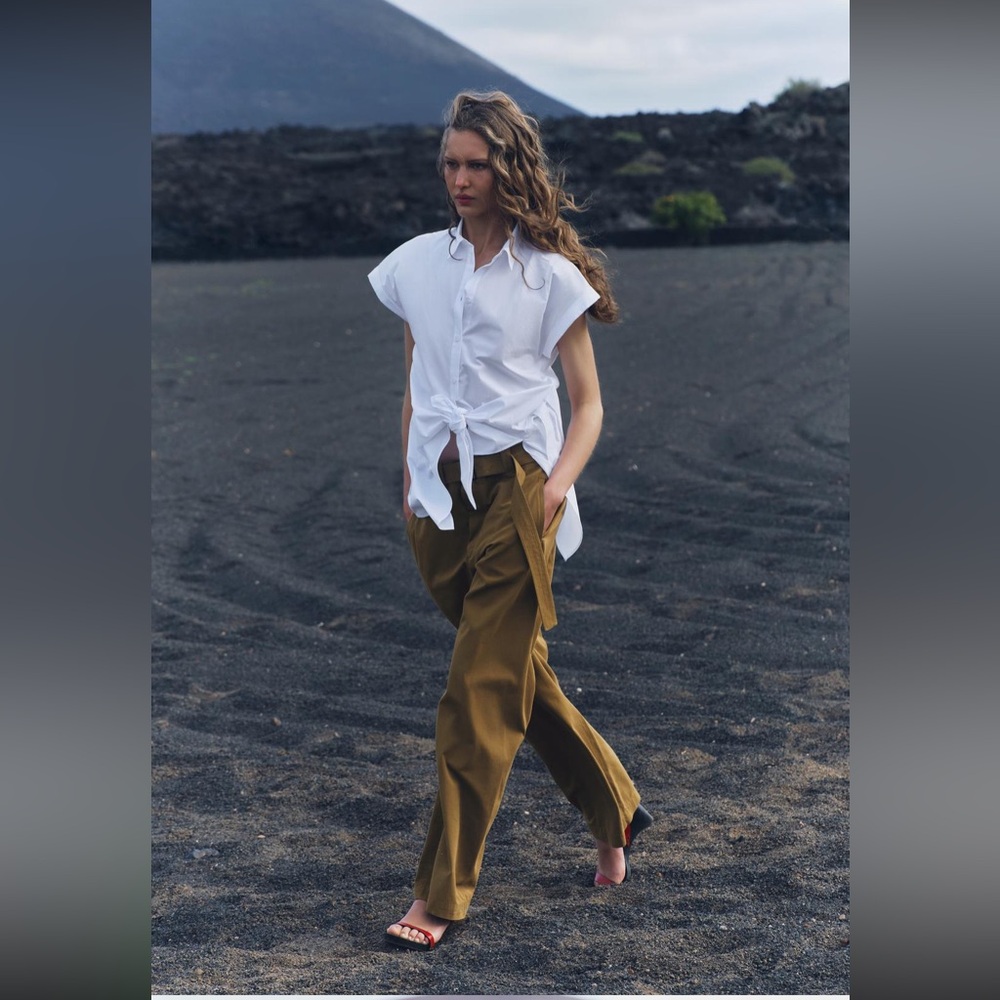 Zara ZW collection belted wide leg pants - Picture 4 of 11